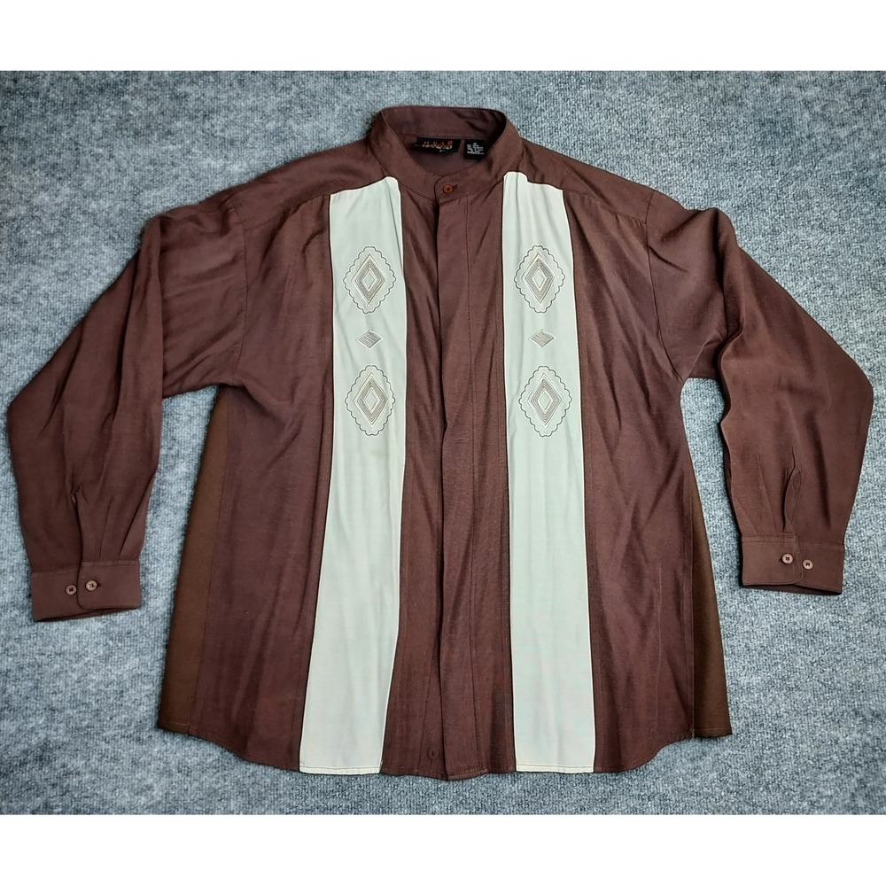 Vtg 90's Wear the Right Thing Henri Valdise Long Sleeve Button Up Size M Brown